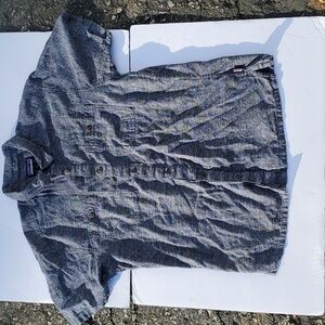 Patagonia Hemp Blend Back Step Button Front Short Sleeve Shirt Men's Large